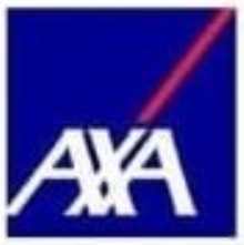 Logo de AXA, una compañía global de seguros y servicios financieros, con fondo azul y una línea roja diagonal.
